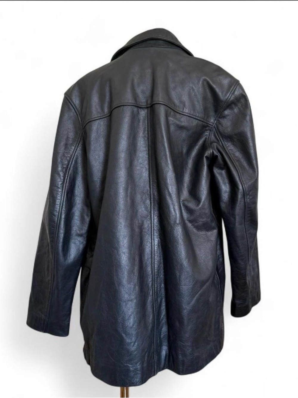 Merona Black Leather Trench Coat - Picture 3 of 4
